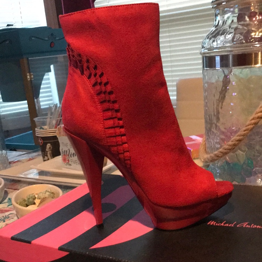 Red ankle boots
